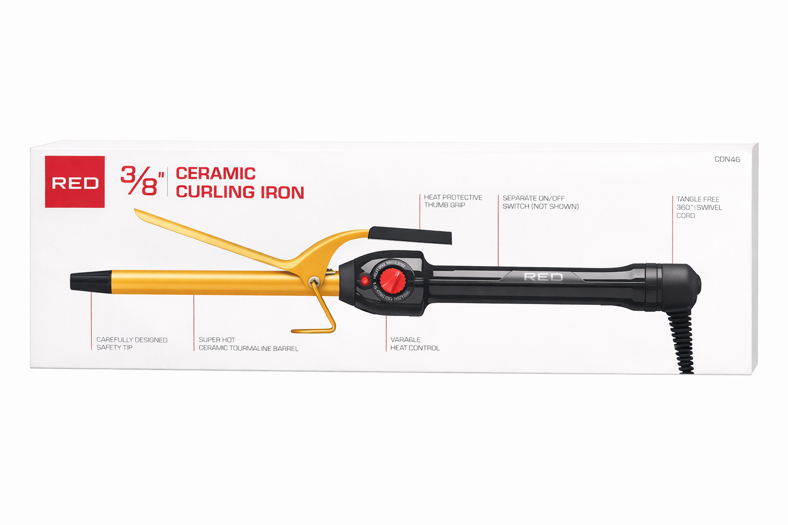 Red by Kiss Ceramic Curling Iron 3/8''