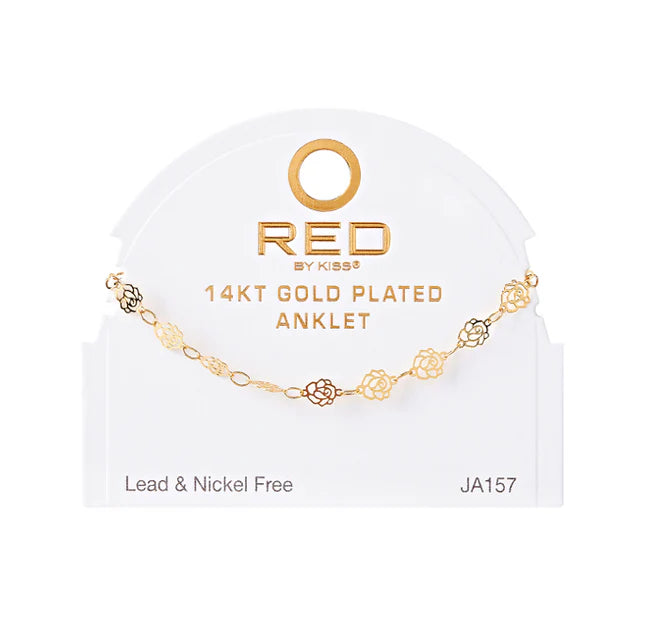 Red by Kiss 14kt Gold Plated Anklet Dainty Rose JA157