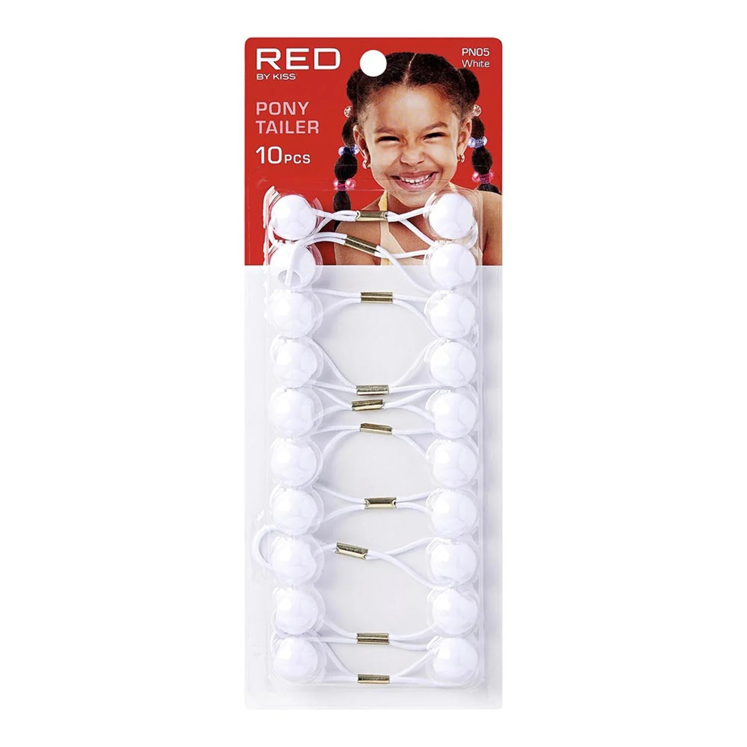 Red by Kiss Hair Tie Bobbles White 10pc PN05