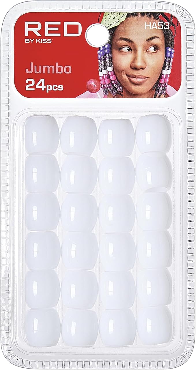 Red by Kiss Hair Beads Jumbo White 24pc HA53