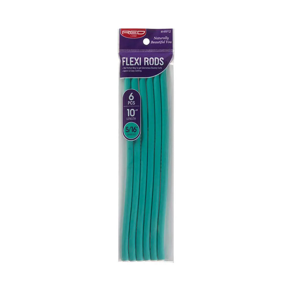 Red by Kiss Flexi Rods 10in x 5/16in Green 6pc HRF12