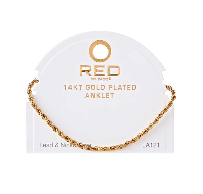 Red by Kiss 14kt Gold Plated Anklet Rope 3mm JA121