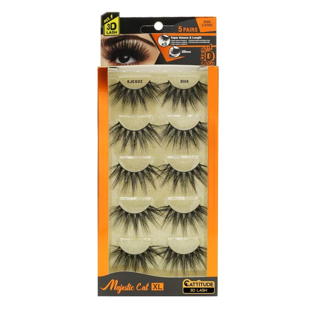 EBIN Cattitude Eyelashes - Majestic Cat XL Diva 002 5 Pack