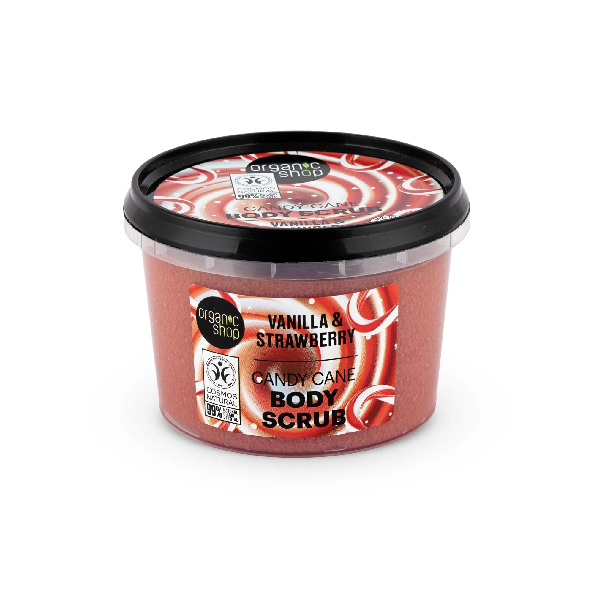 Organic Shop Vanilla and Strawberry Candy Cane Body Scrub 250ml