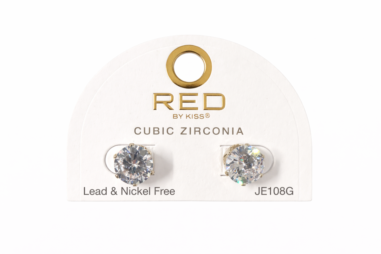 Red by Kiss Cubic Zirconia Earrings Round 10mm JE108G