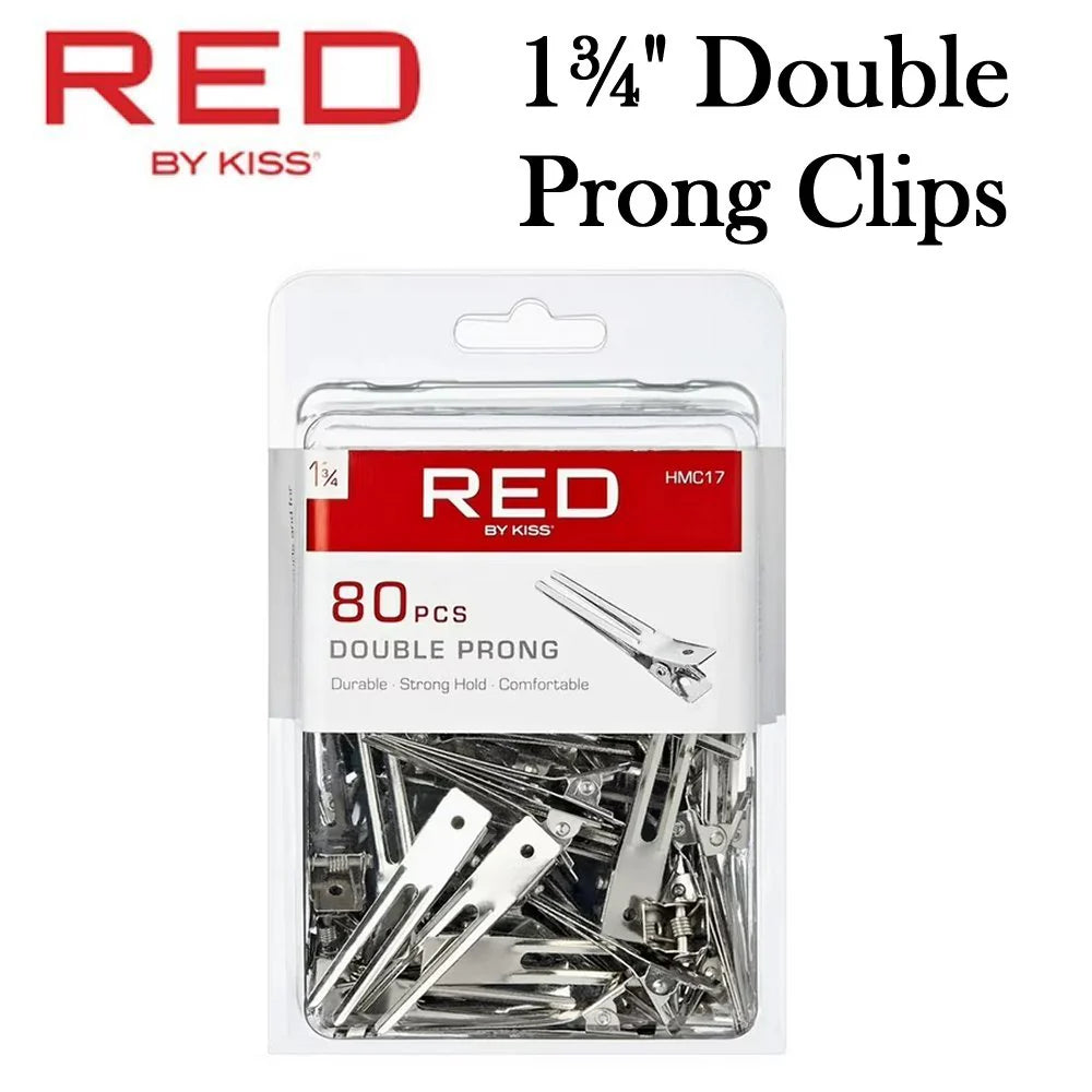 Red by Kiss Double Prong Clips 80pc 1.75in HMC17