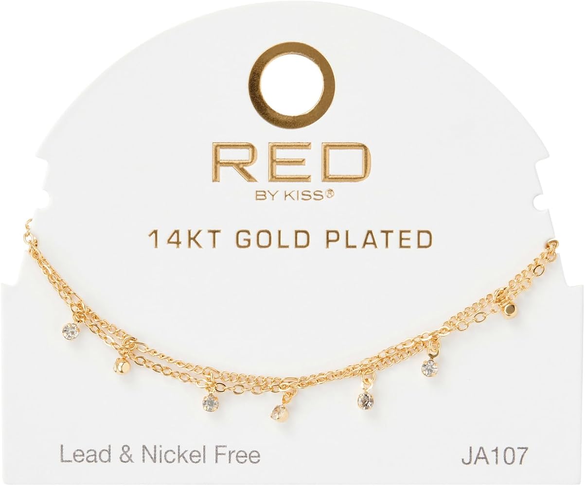 Red by Kiss 14kt Gold Plated Anklet Crystal JA107G