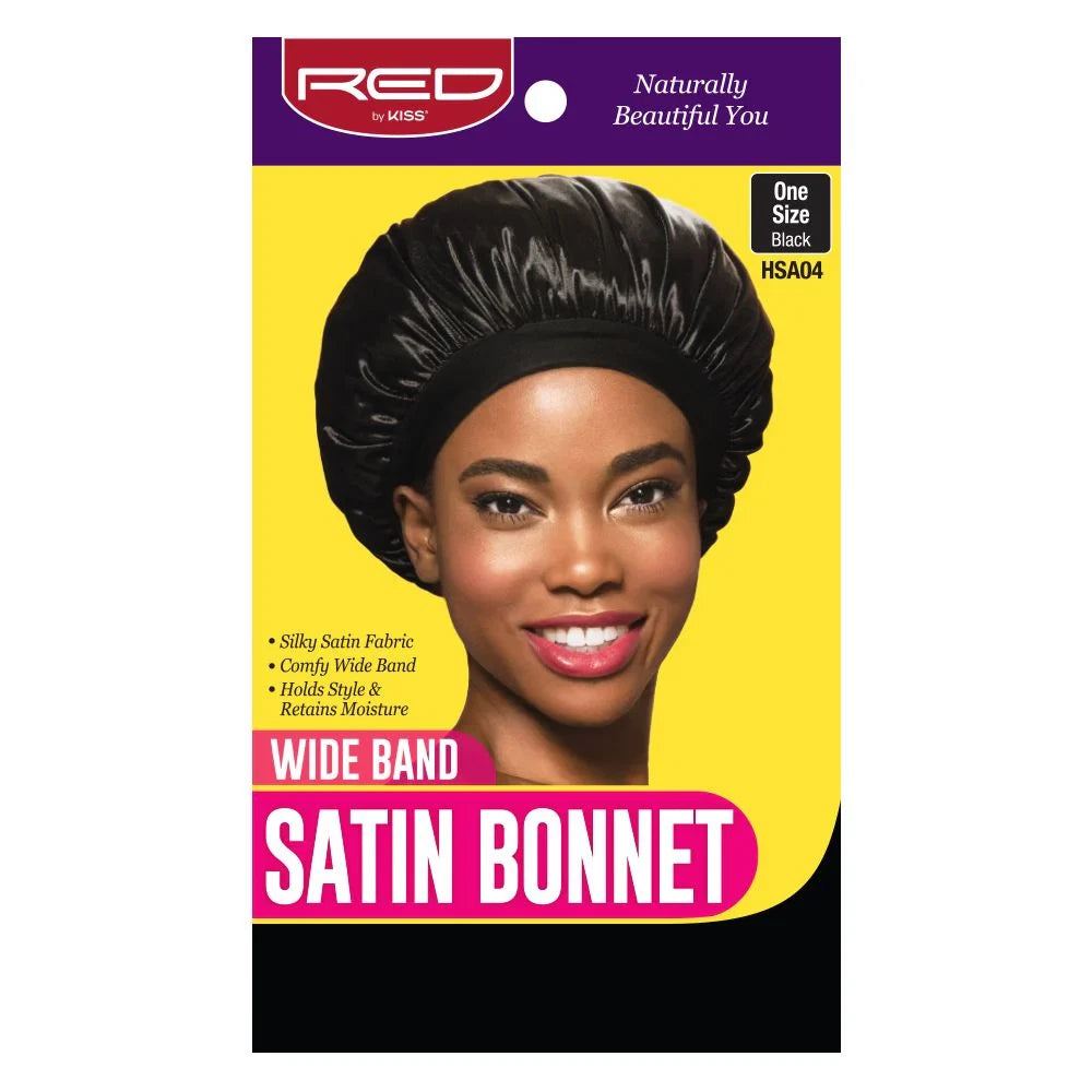 Red by Kiss Wide Band Satin Bonnet Black HSA04