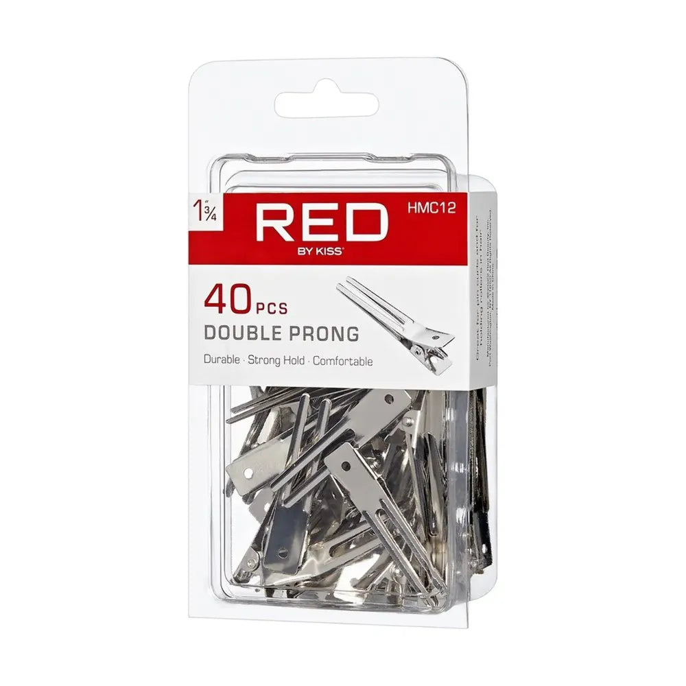 Red by Kiss Double Prong Clips 40pc 1.75in HMC12