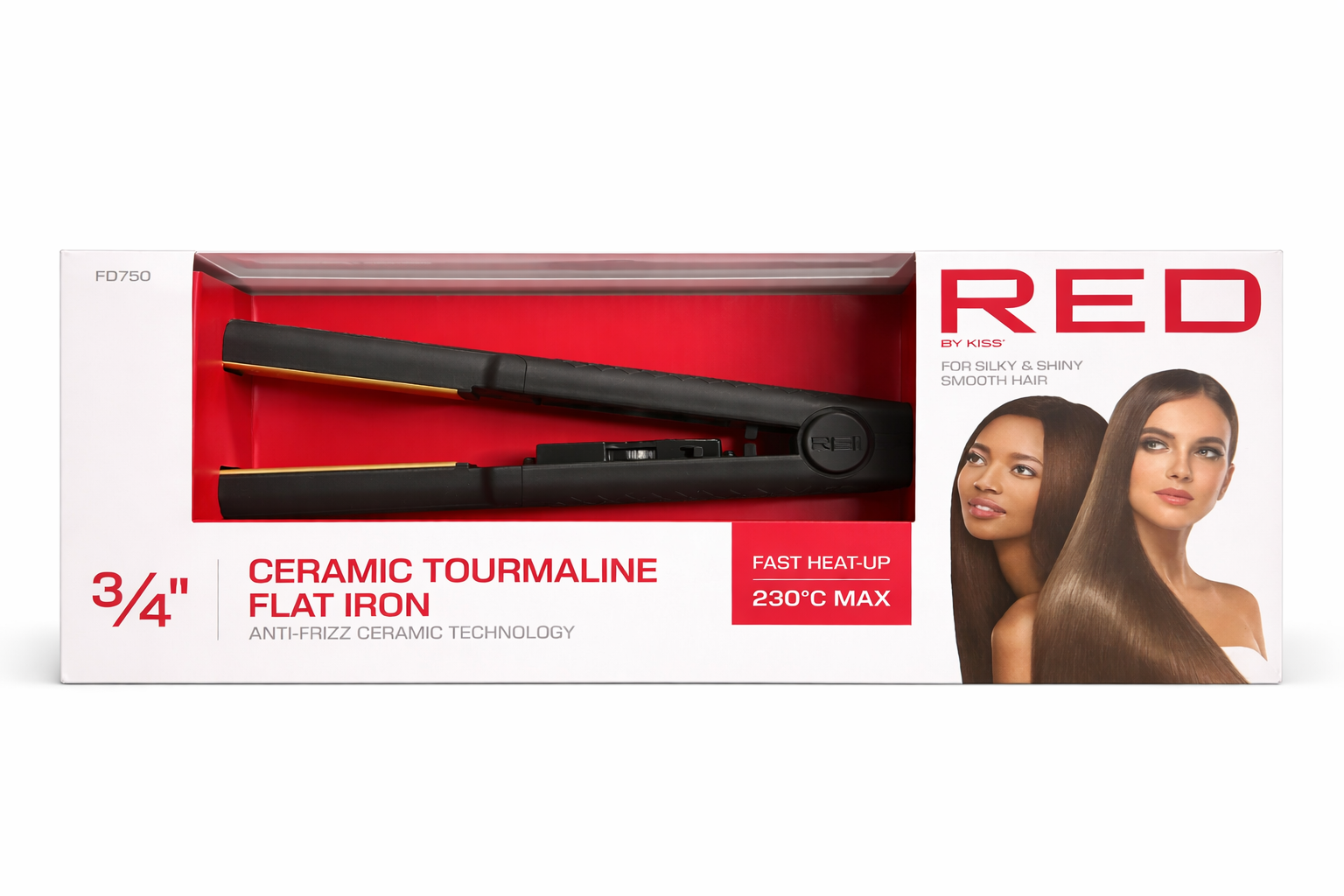 Red by Kiss Ceramic Tourmaline Flat Iron 3/4''
