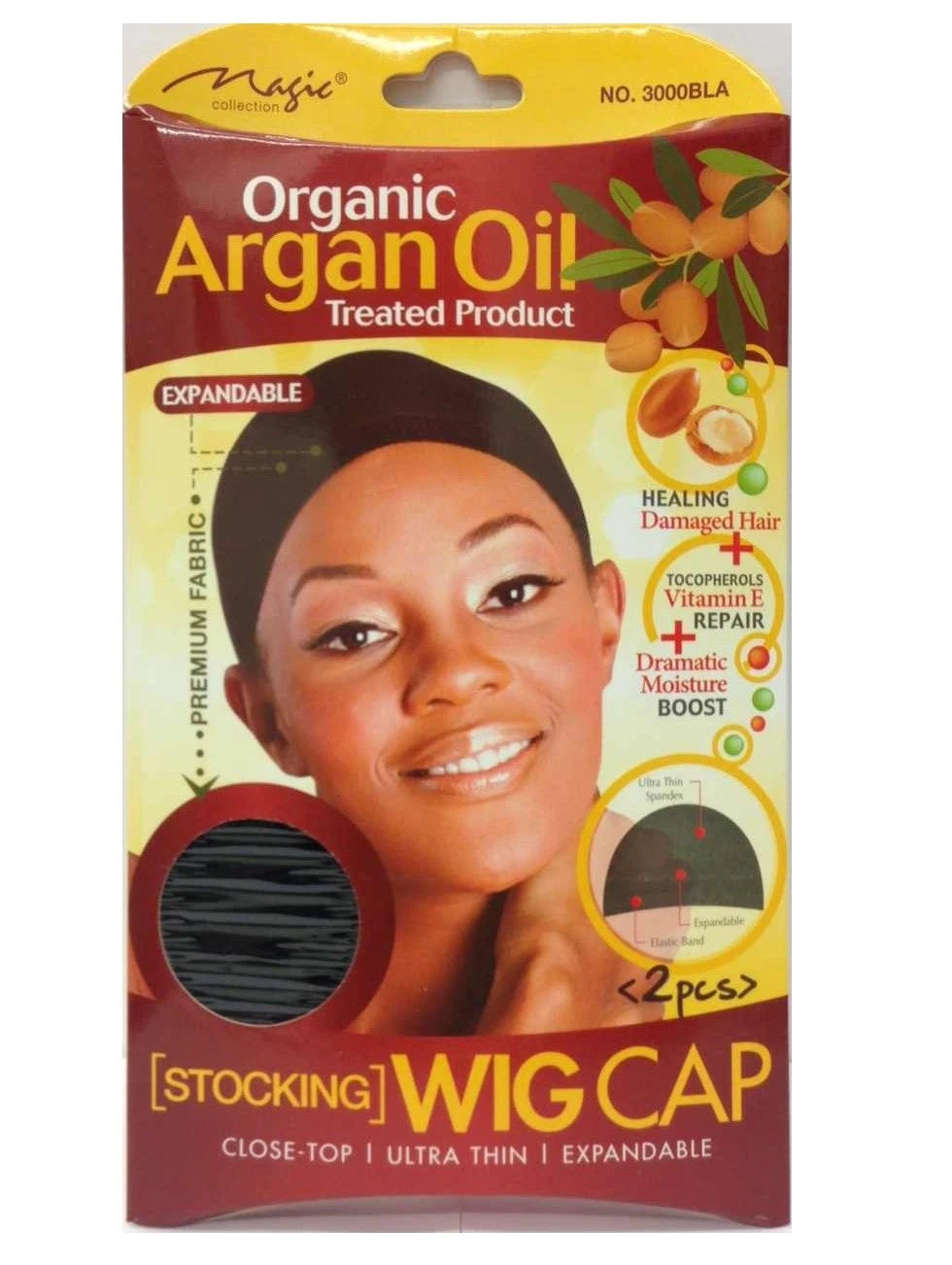 Magic Collection Argan Oil Stocking Wig Cap 2pc - 3000BLA