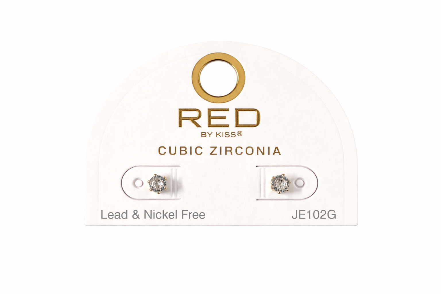 Red by Kiss Cubic Zirconia Earrings Round 4mm JE102G