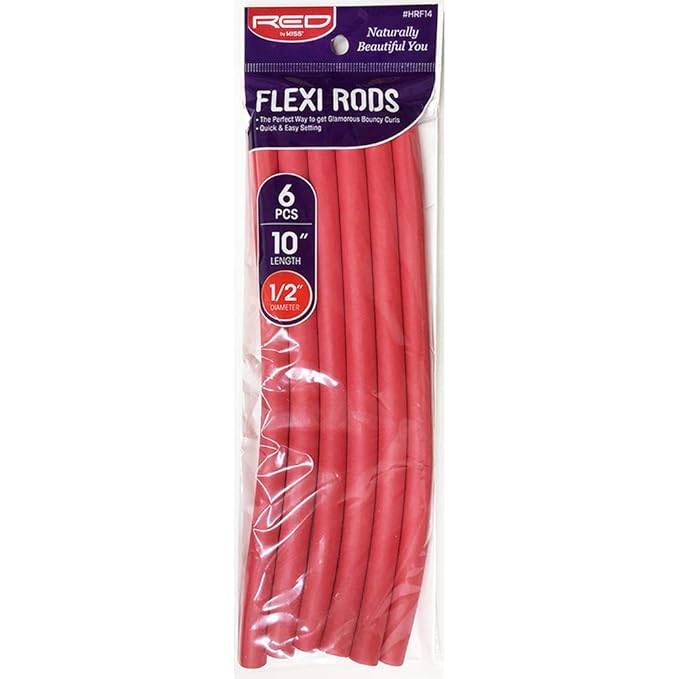 Red by Kiss Flexi Rods 10in x 1/2in Red 6pc HRF14