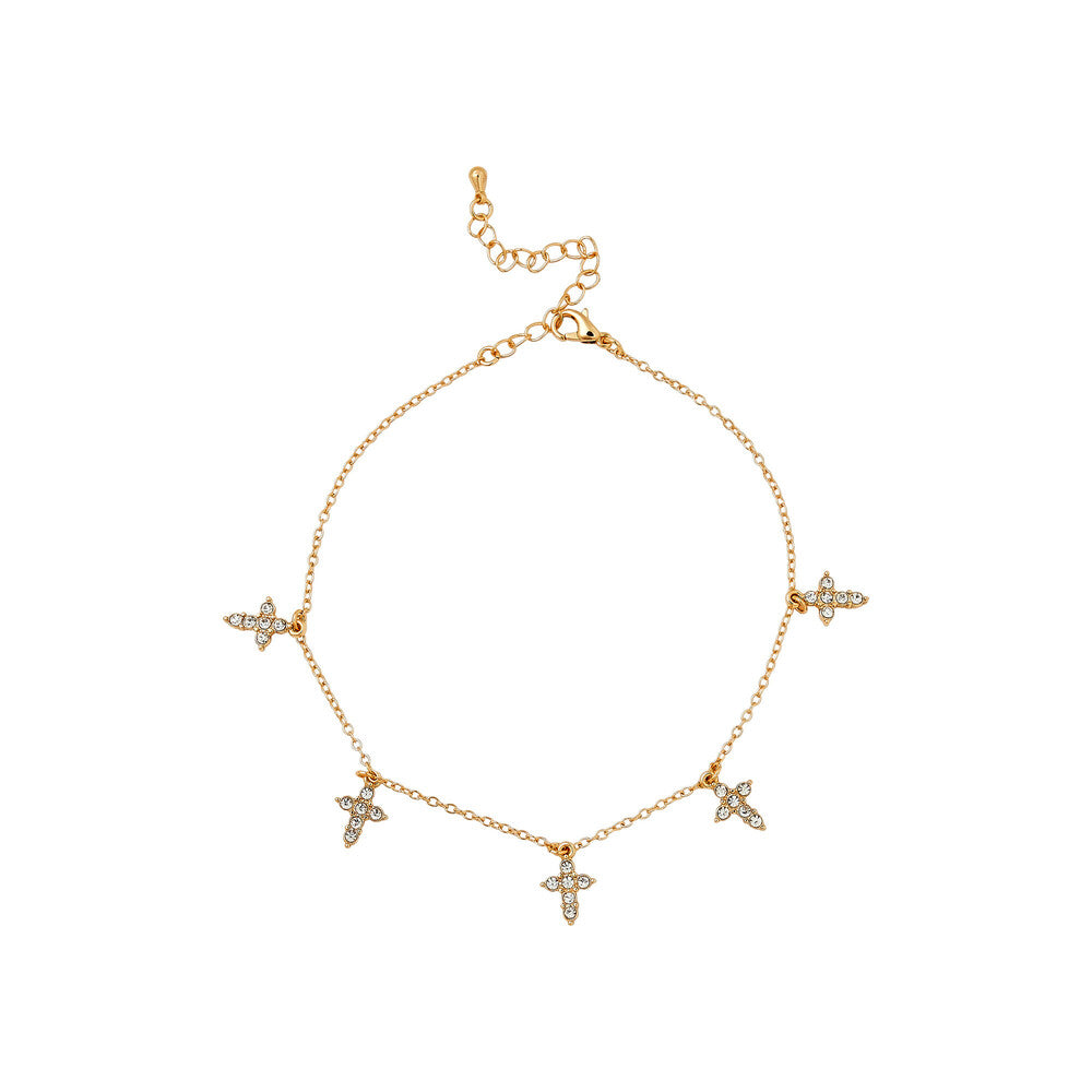 Red by Kiss 14kt Gold Plated Anklet Stone Cross JA110