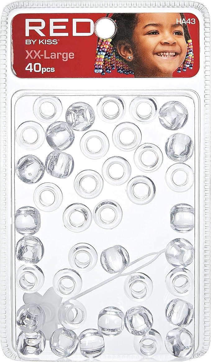 Red by Kiss Hair Beads XX Large Clear 40pc HA43