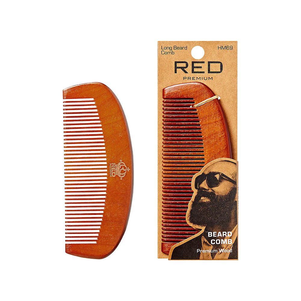 Red by Kiss Premium Long Beard Wooden Comb HM69