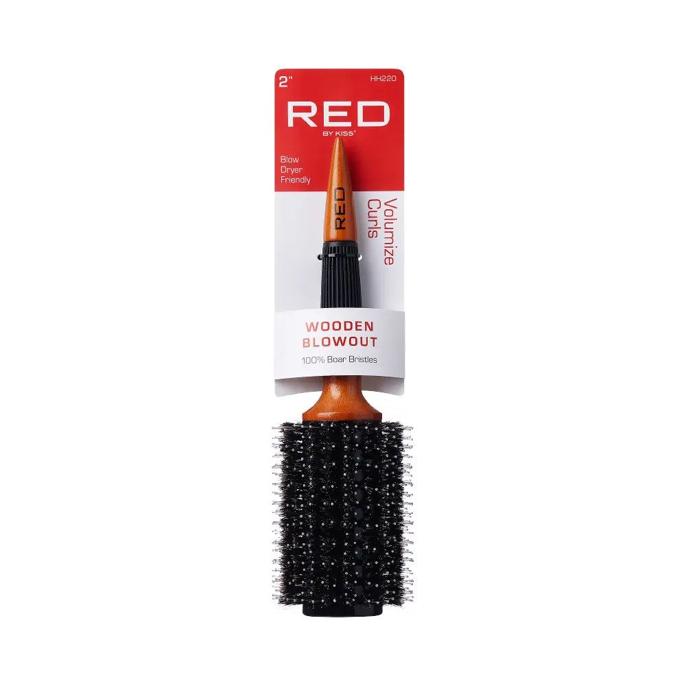 Red by Kiss Wooden Blowout Round Boar Brush 2in HH220