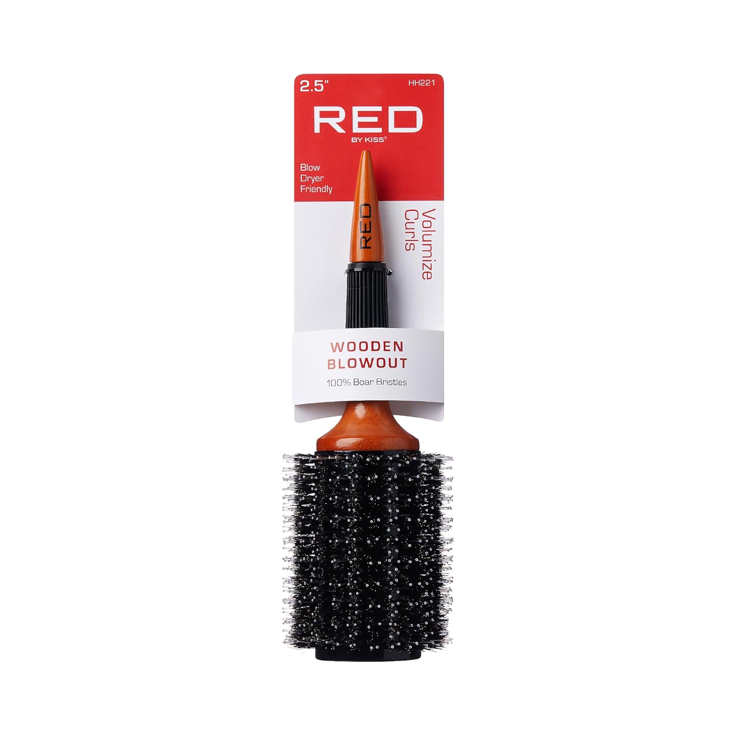 Red by Kiss Wooden Blowout Round Boar Brush 2.5in HH221