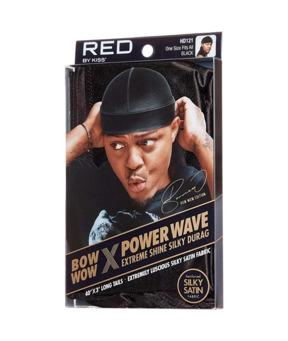 Red by Kiss x Bow Wow Power Wave Extreme Shine Silky Durag - Black HD121