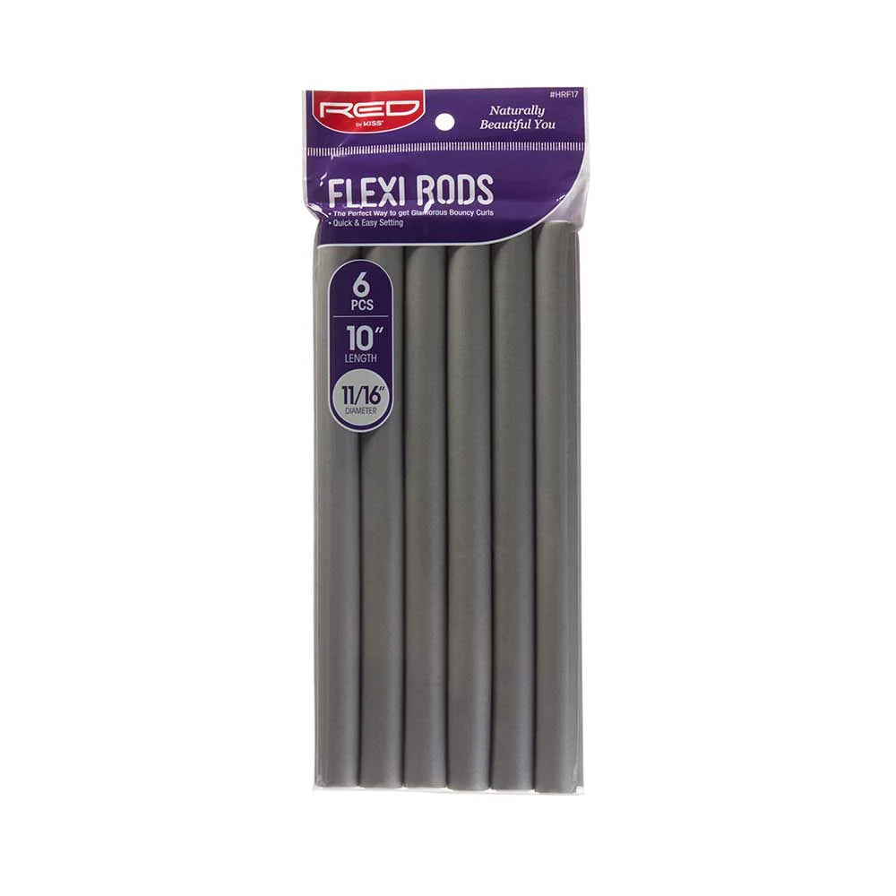 Red by Kiss Flexi Rods 10in x 11/16in Gray 6pc HRF17