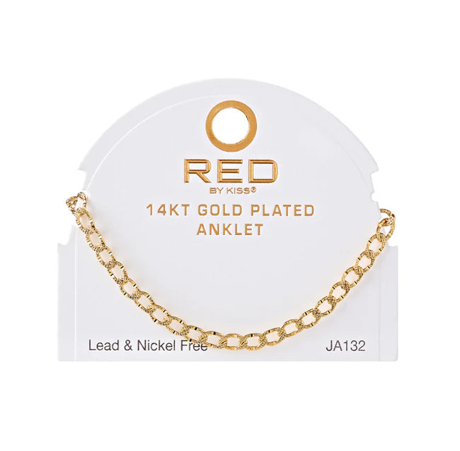 Red by Kiss 14kt Gold Plated Anklet Oval TX 4.7mm JA132