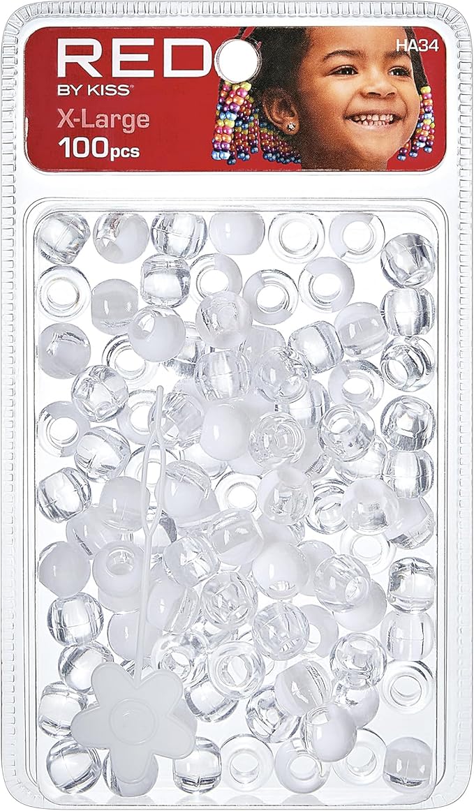 Red by Kiss Hair Beads X Large White Ombre 100pc HA34