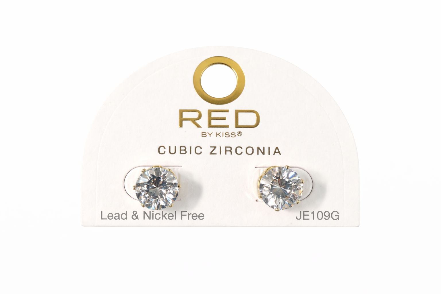 Red by Kiss Cubic Zirconia Earrings Round 11mm JE109G