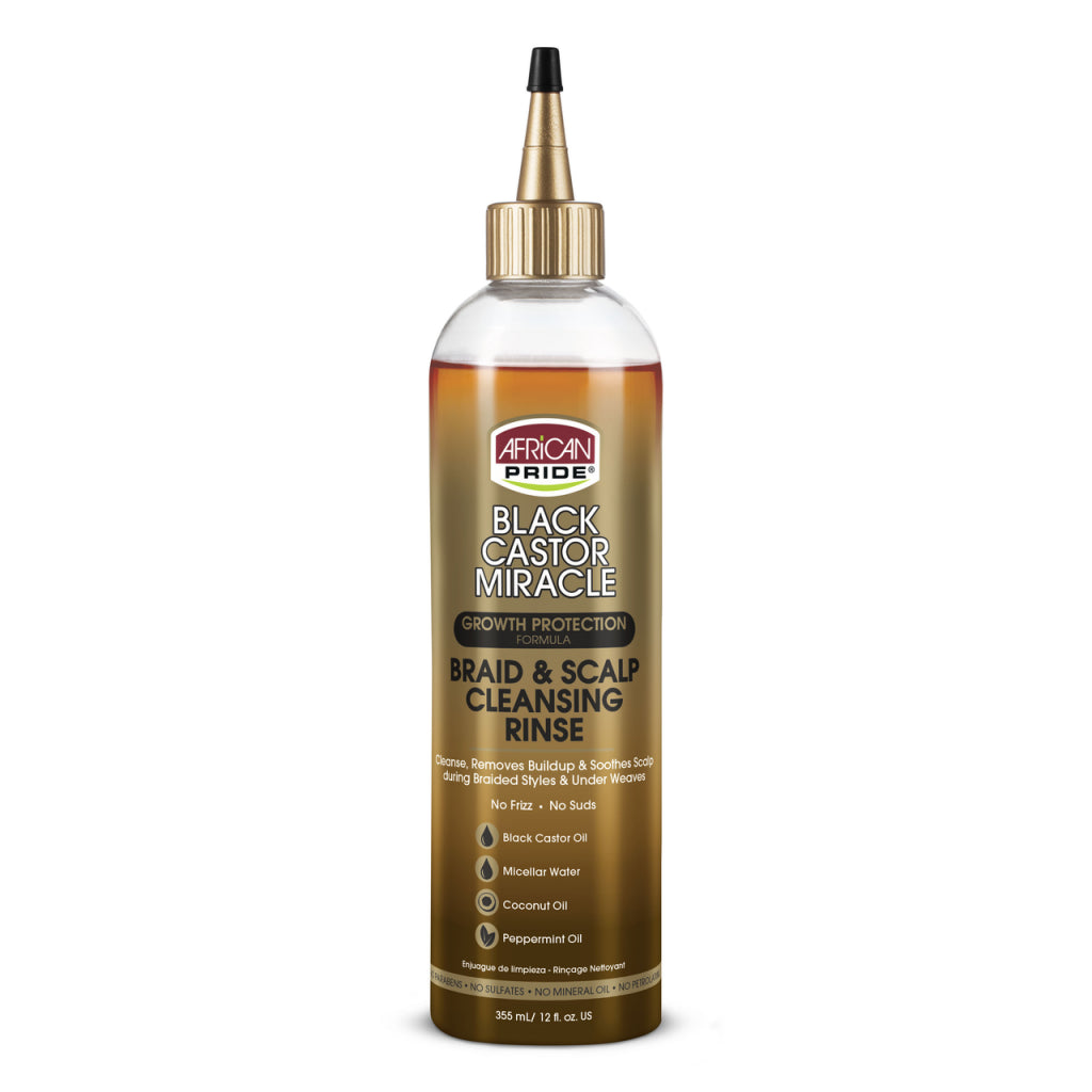 African Pride Black Castor Miracle Braid and Scalp Cleansing Rinse 12oz