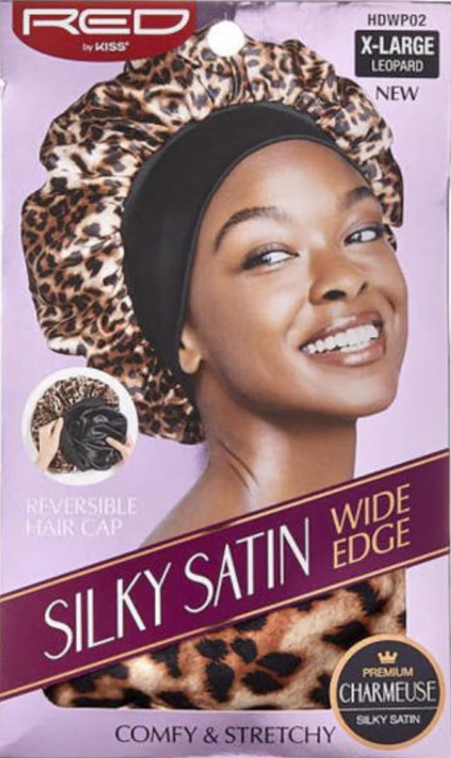 Red by Kiss Wide Edge Silky Satin Cap X Large Leopard HDWP02