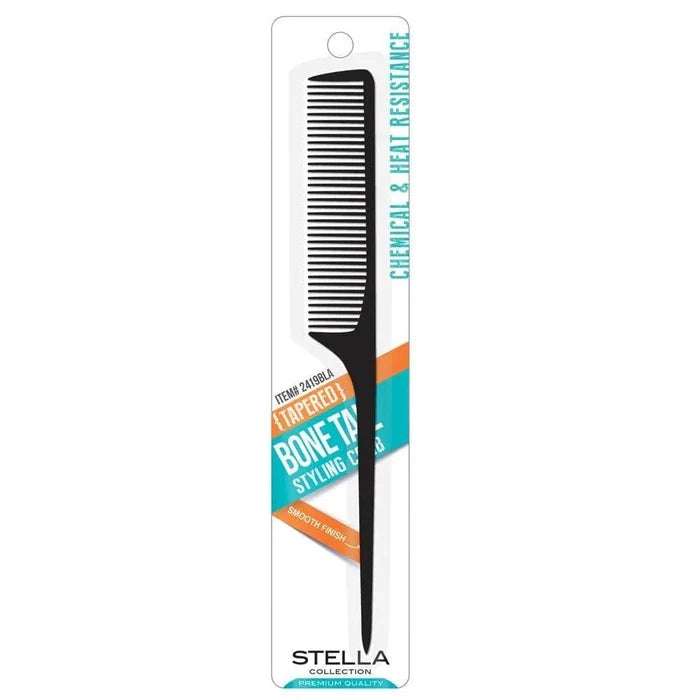 Stella Collection Tapered Bone Tail Styling Comb - 2419BLA