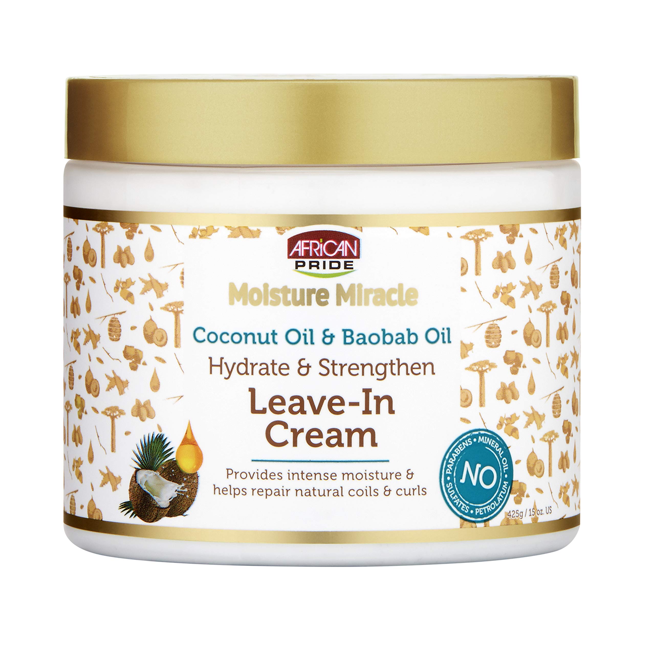 African Pride Moisture Miracle Coconut and Baobab Leave in Cream Jar 15oz