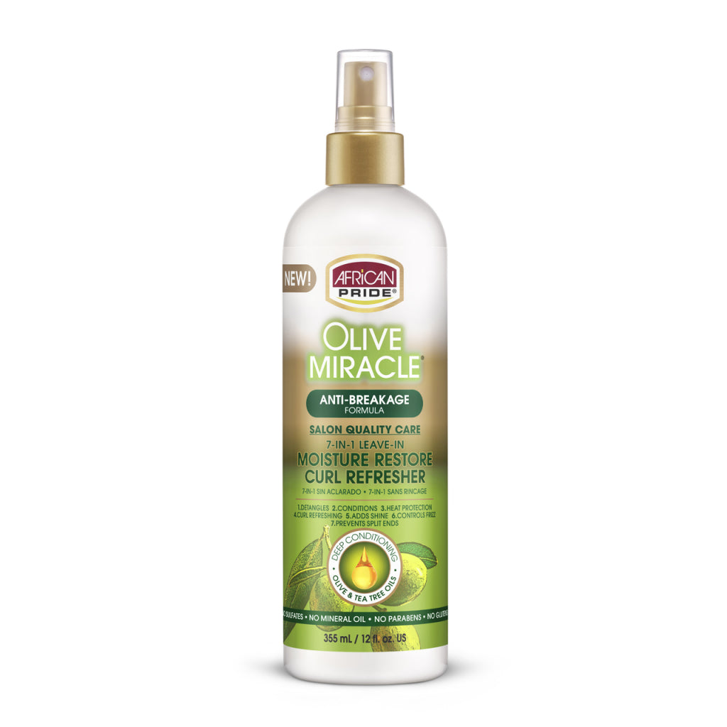 African Pride Olive Miracle Moisture Restore Curl Refresher Spray 12oz