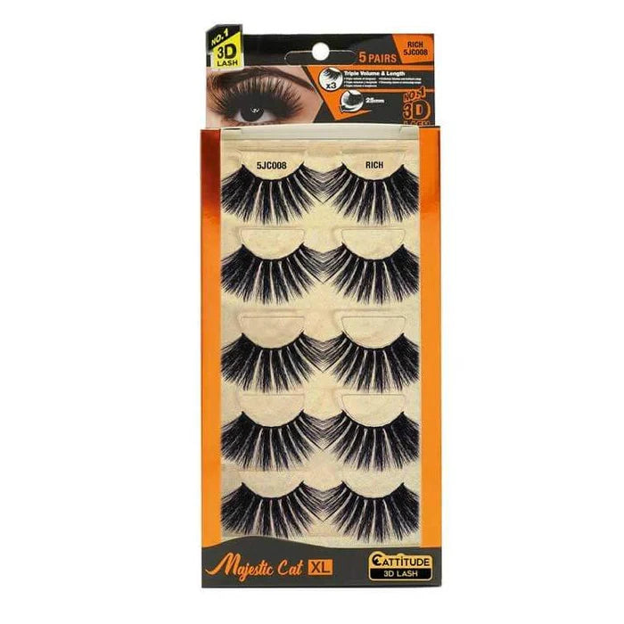 EBIN Cattitude Eyelashes - Majestic Cat XL Rich 008 5 Pack
