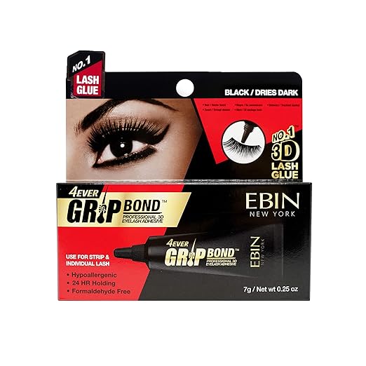 EBIN Grip Bond Eyelash Glue - Black Tube 7g