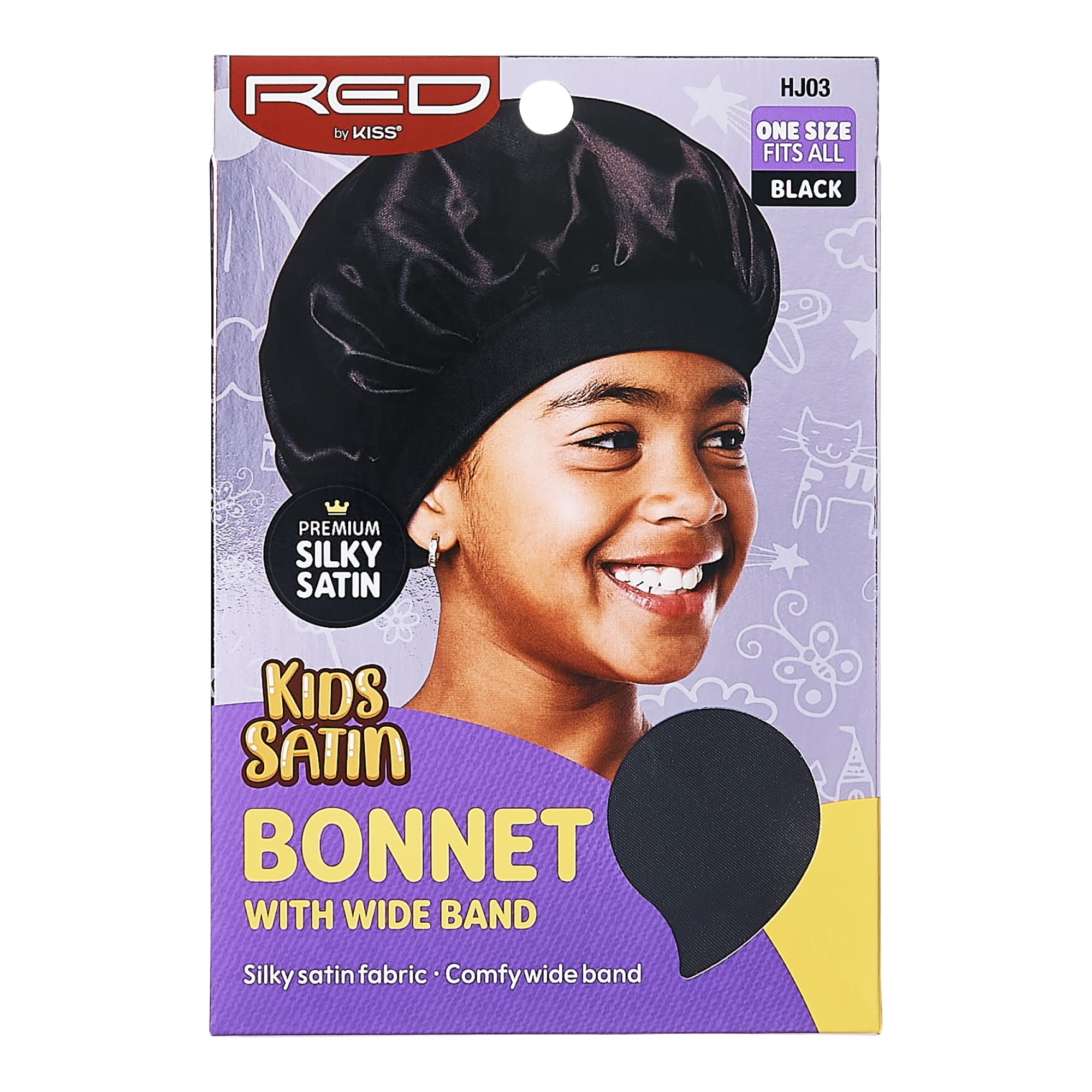 Red by Kiss Kids Satin Bonnet Wide Band Black HJ03