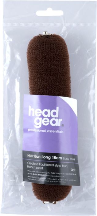 Head Gear Hair Bun Roll Long 18cm Brown