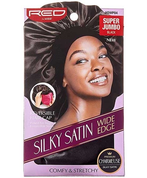 Red by Kiss Wide Edge Silky Satin Cap Super Jumbo Black HDWP04
