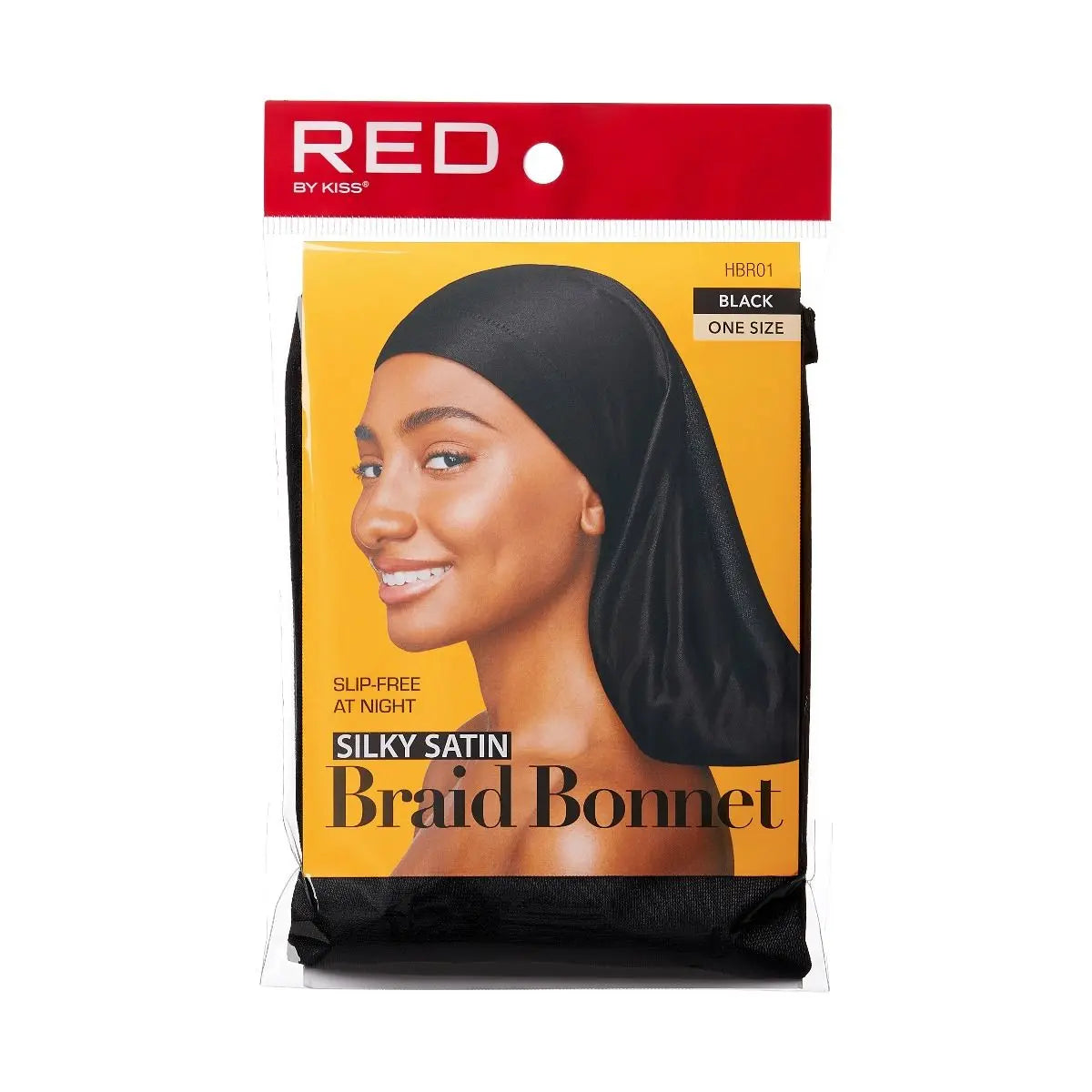 Red by Kiss Silky Satin Braid Bonnet Black HBR01
