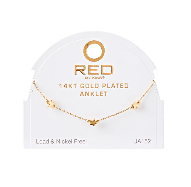 Red by Kiss 14kt Gold Plated Anklet Star JA152
