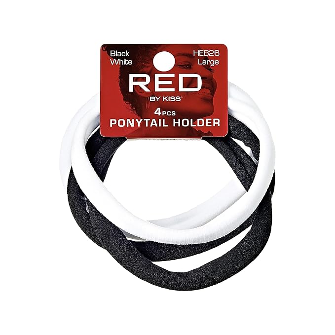 Red by Kiss Ponytail Holder Large 4pc Black and White HEB26