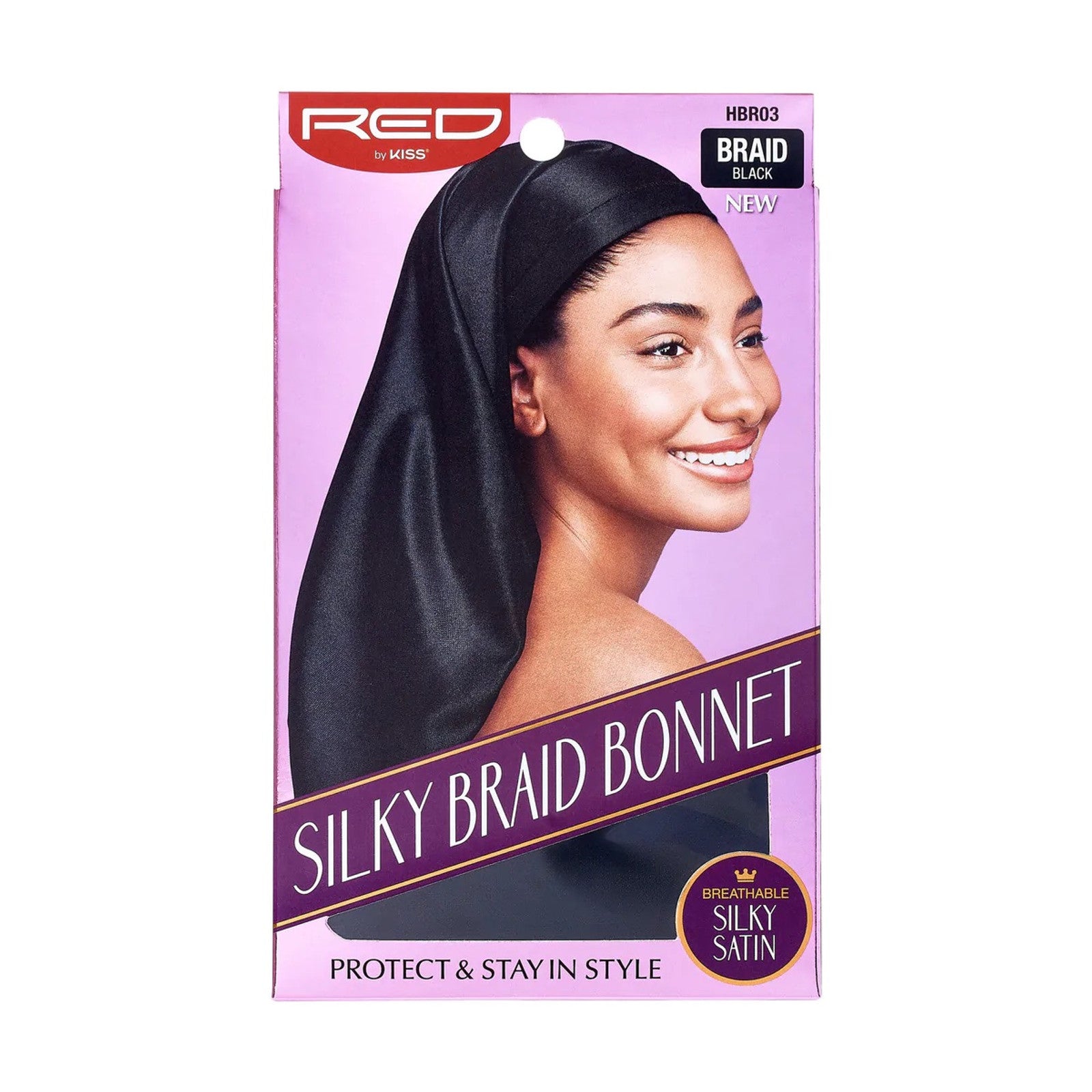 Red by Kiss Draw String Silky Braid Bonnet Black HBR03