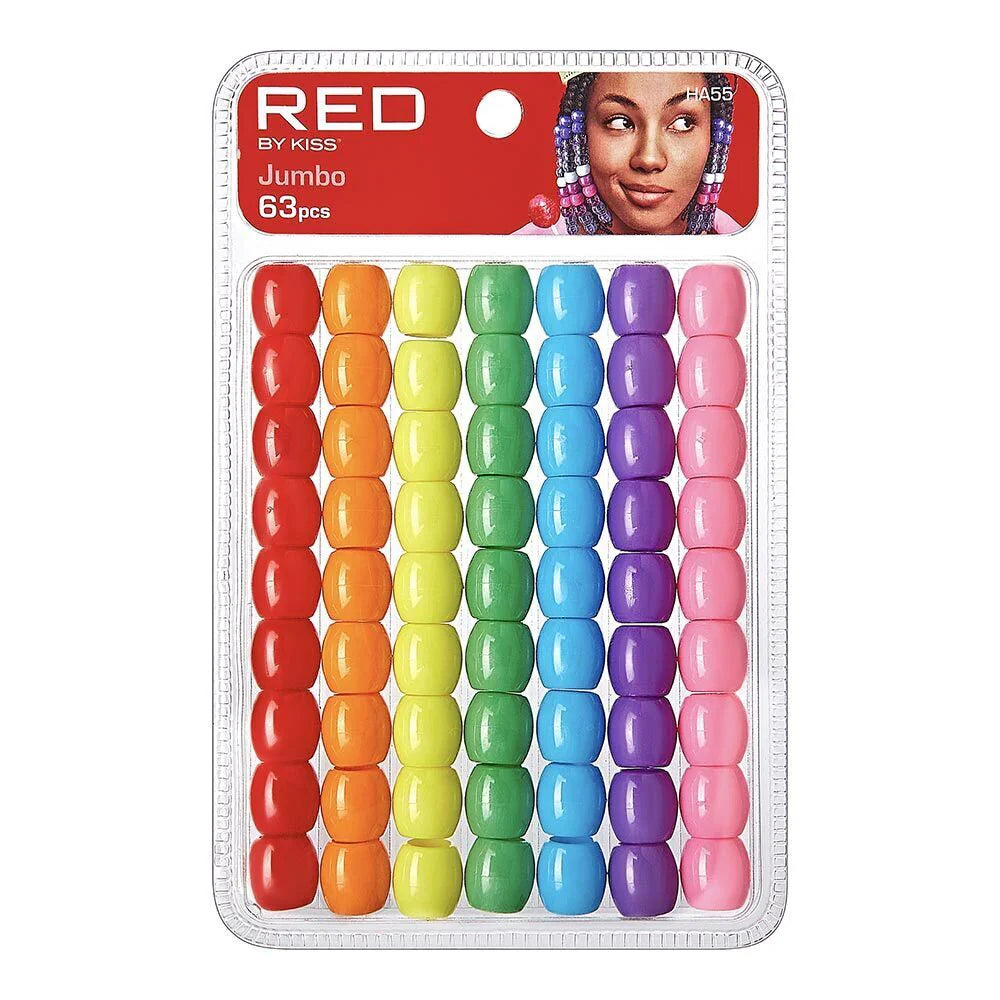 Red by Kiss Hair Beads Jumbo Rainbow 63pc HA55