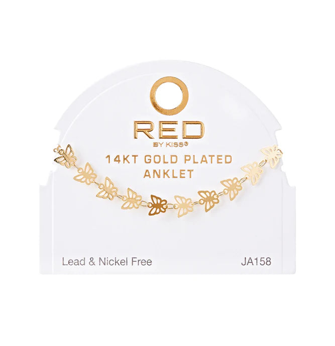Red by Kiss 14kt Gold Plated Anklet Dainty Butterfly JA158
