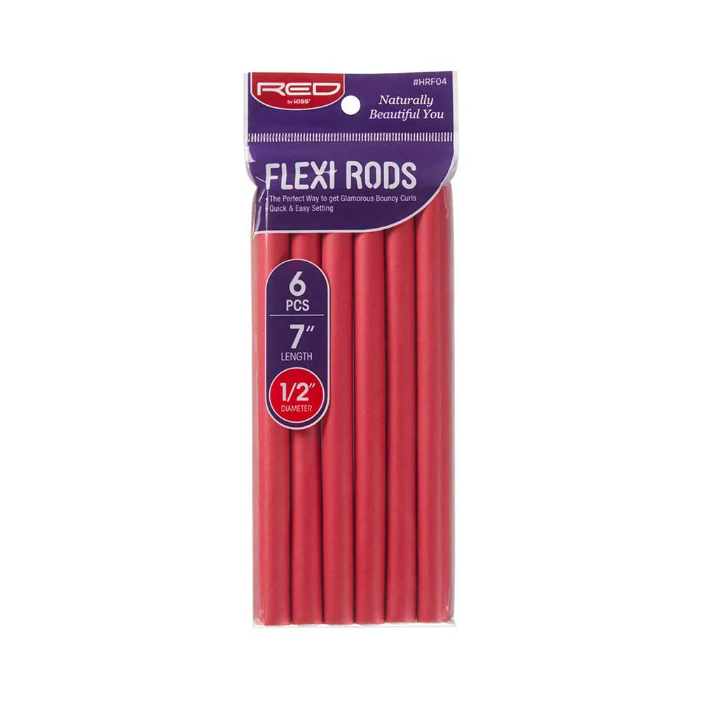 Red by Kiss Flexi Rods 7in x 1/2in Red 6pc HRF04
