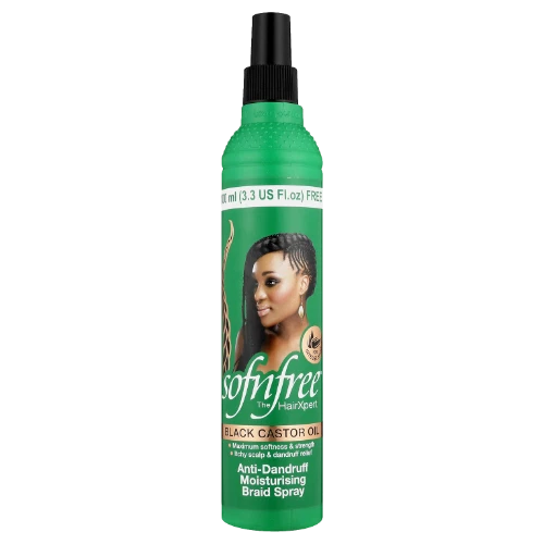 Sof n Free Black Castor Oil Anti Dandruff Moisturising Braid Spray 350ml