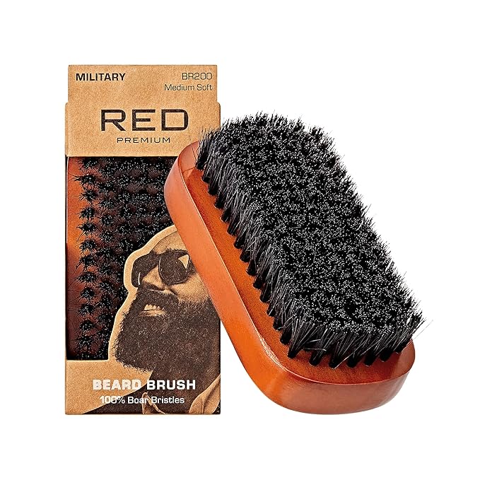 Red by Kiss Premium Beard Brush Military BR200