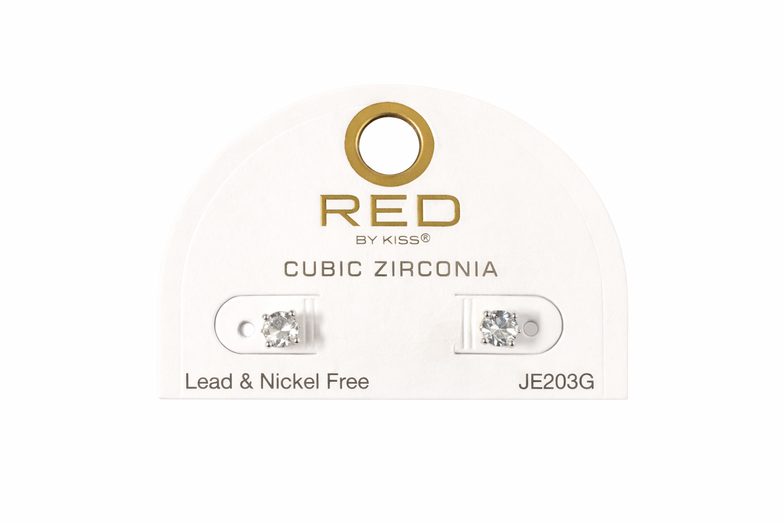 Red by Kiss Cubic Zirconia Earrings Round 5mm JE203G