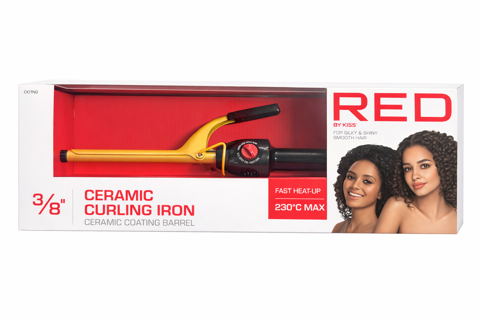 Red by Kiss Ceramic Curling Iron 3/8''