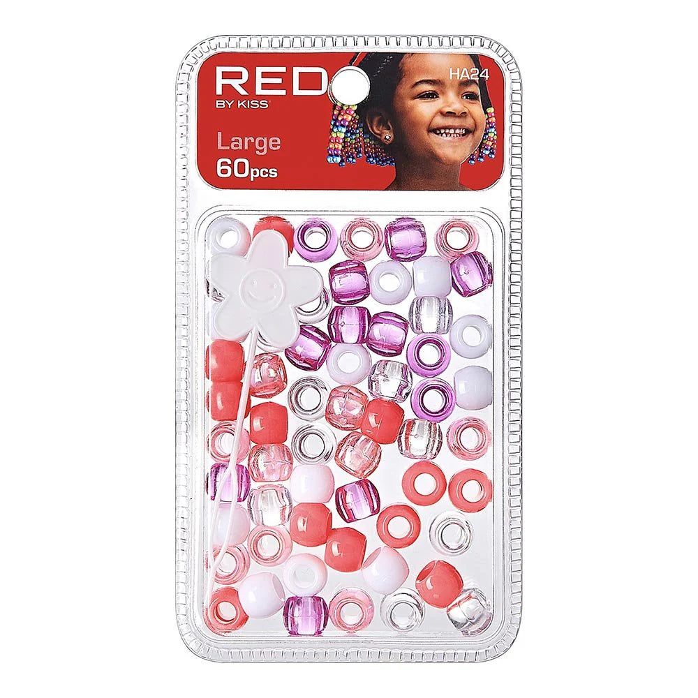 Red by Kiss Hair Beads Large Pink Assorted 60pc HA24