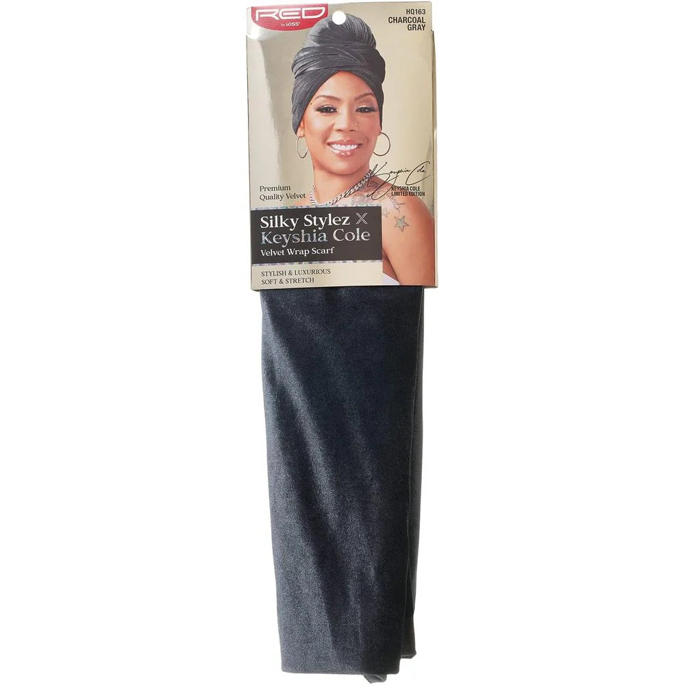 Red by Kiss Velvet Wrap Scarf Charcoal Grey HQ163